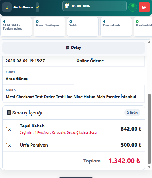Verson kurye teslimat ekranı